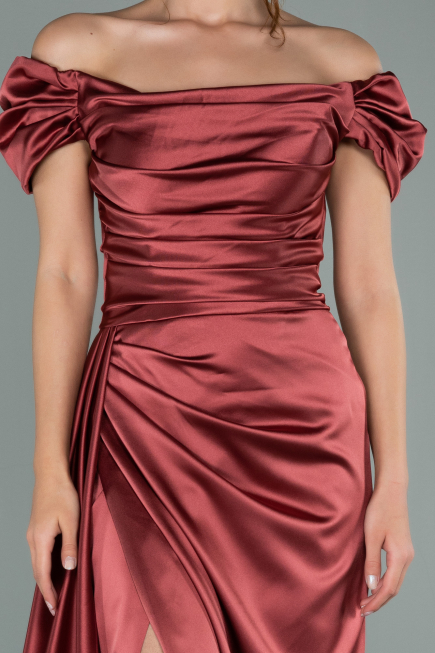 Navy Blue Long Satin Engagement Dress ABU1606