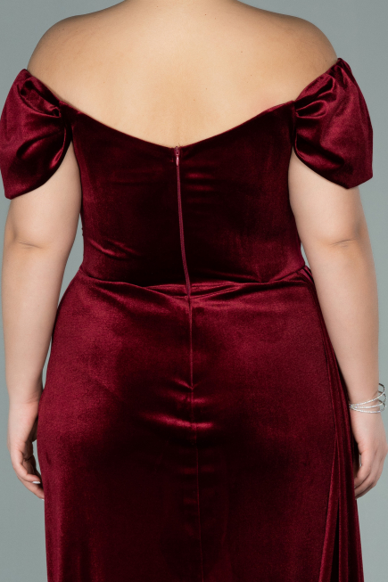 Long Burgundy Velvet Oversized Evening Dress ABU1991