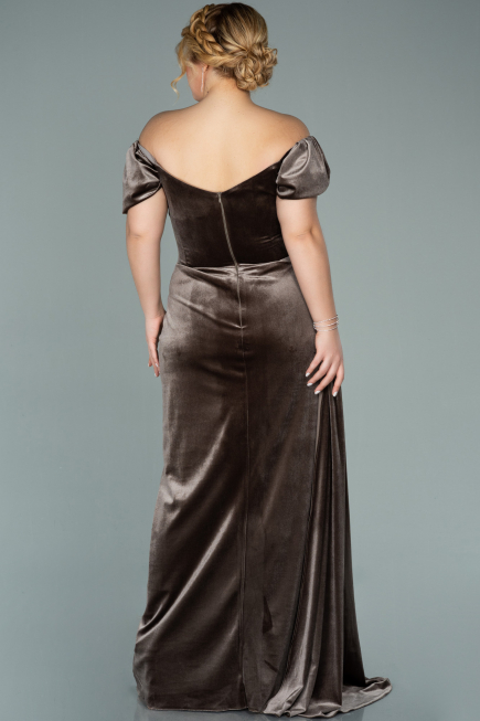 Cappuccino Long Velvet Oversized Evening Dress ABU1991