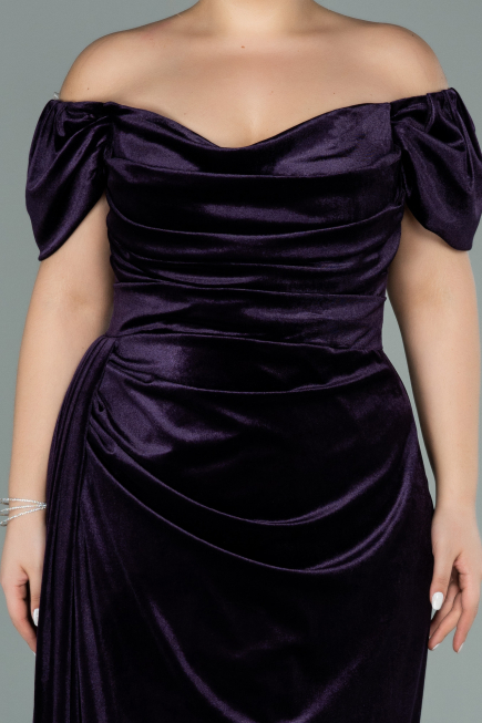 Long Purple Velvet Oversized Evening Dress ABU1991