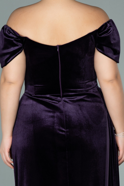 Long Purple Velvet Oversized Evening Dress ABU1991