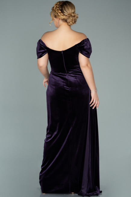 Long Purple Velvet Oversized Evening Dress ABU1991