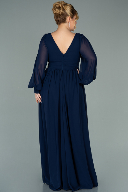 Long Navy Blue Chiffon Oversized Evening Dress ABU1988