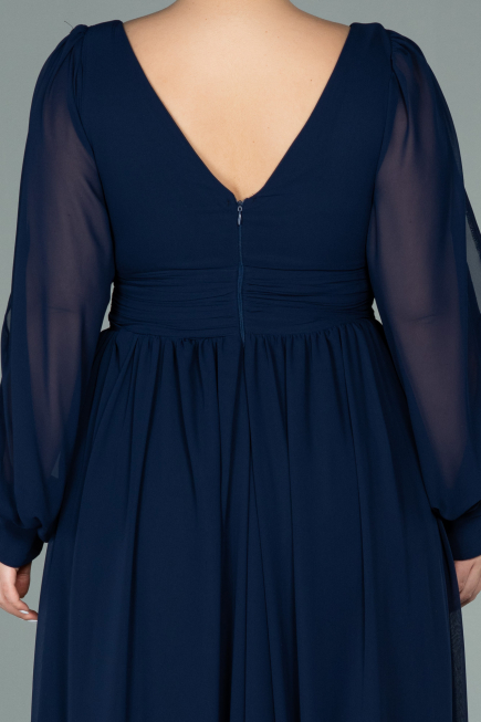 Long Navy Blue Chiffon Oversized Evening Dress ABU1988