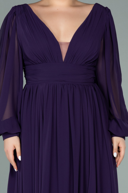 Long Purple Chiffon Oversized Evening Dress ABU1988