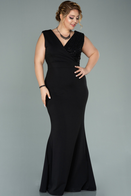 Long Black Oversized Evening Dress ABU1482