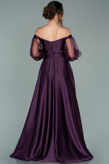 Long Purple Satin Evening Dress ABU2025