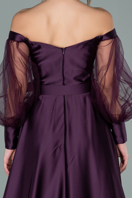 Long Purple Satin Evening Dress ABU2025