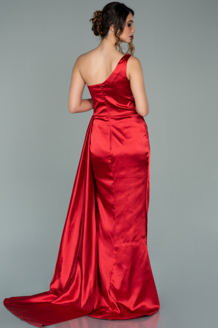 Long Red Satin Evening Dress ABU2028
