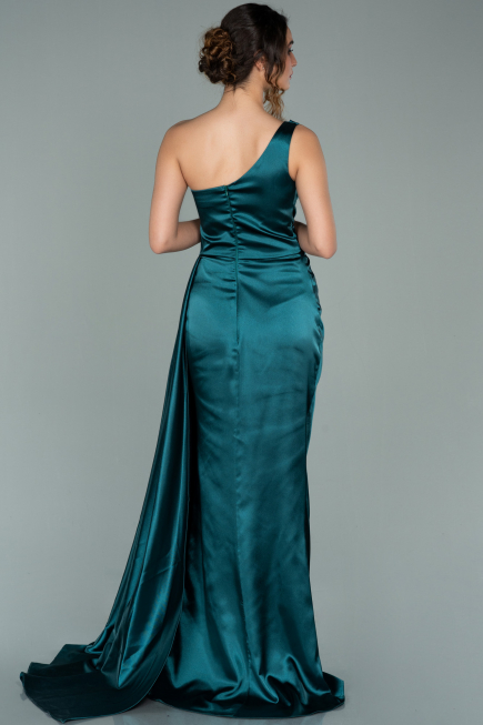 Long Emerald Green Satin Evening Dress ABU2028