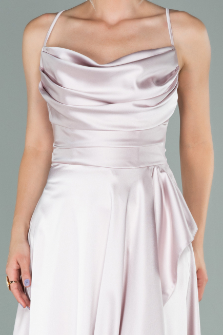 Powder Color Long Satin Evening Dress ABU1843