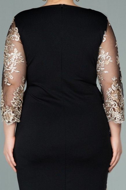 Short Black-Gold Oversized Evening Dress ABK1157