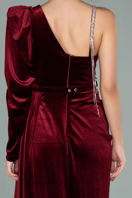 Long Burgundy Velvet Evening Dress ABU2074