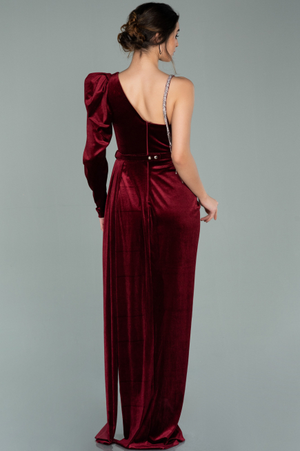 Long Burgundy Velvet Evening Dress ABU2074