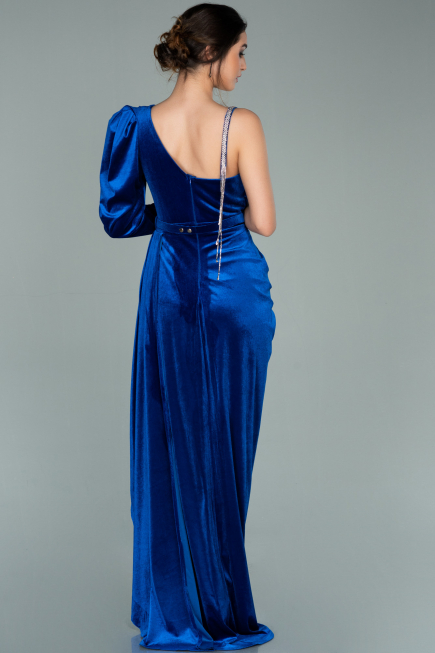 Long Sax Blue Velvet Evening Dress ABU2074