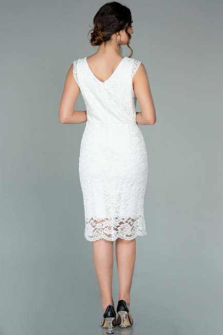 White Short Evening Dress ABK010