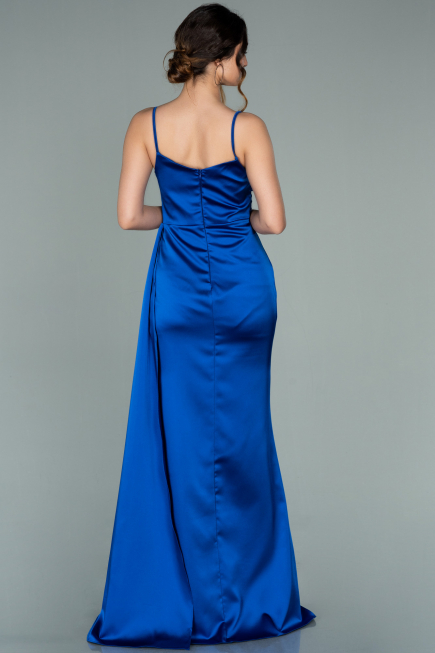 Long Sax Blue Satin Mermaid Evening Dress ABU1894