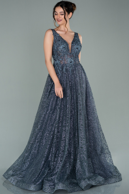 Long Anthracite Evening Dress ABU2131