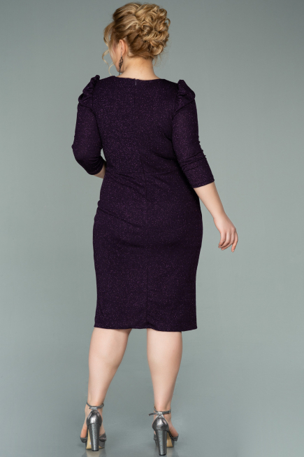 Short Dark Purple Oversized Evening Dress ABK1246
