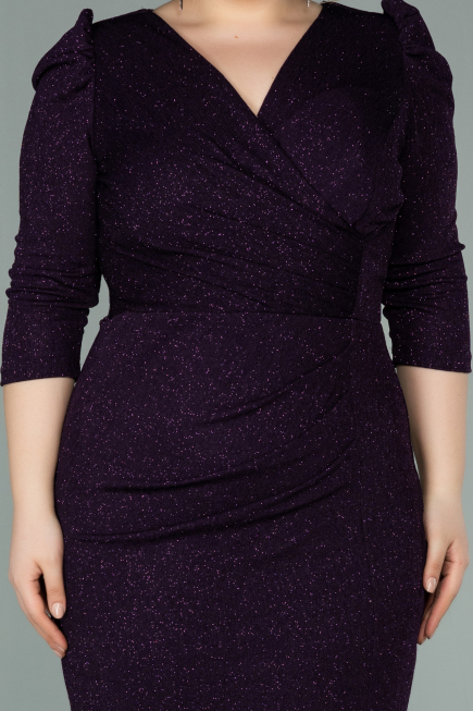 Short Dark Purple Oversized Evening Dress ABK1246