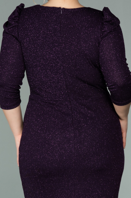 Short Dark Purple Oversized Evening Dress ABK1246