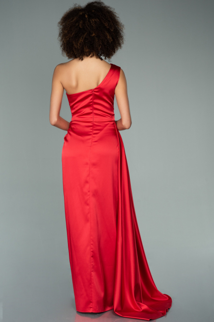 Long Red Satin Prom Gown ABU2173