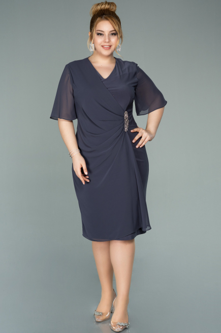 Short Anthracite Chiffon Evening Dress ABK1294
