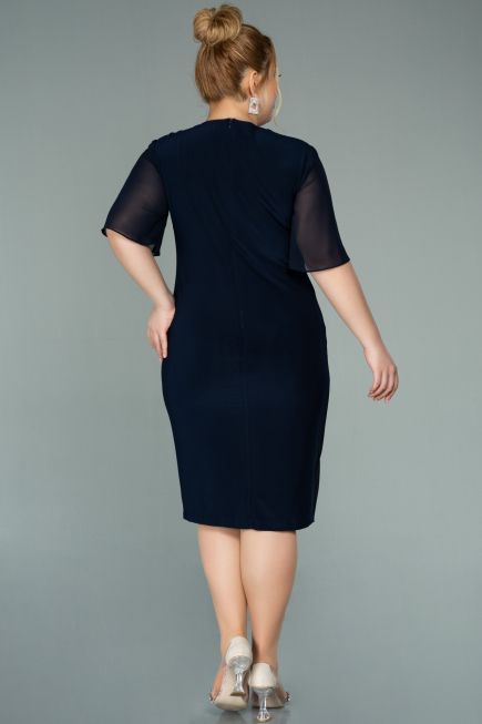 Short Navy Blue Chiffon Evening Dress ABK1294
