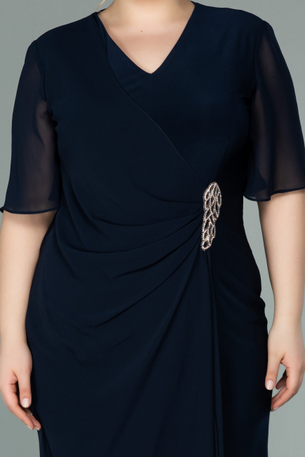 Short Navy Blue Chiffon Evening Dress ABK1294