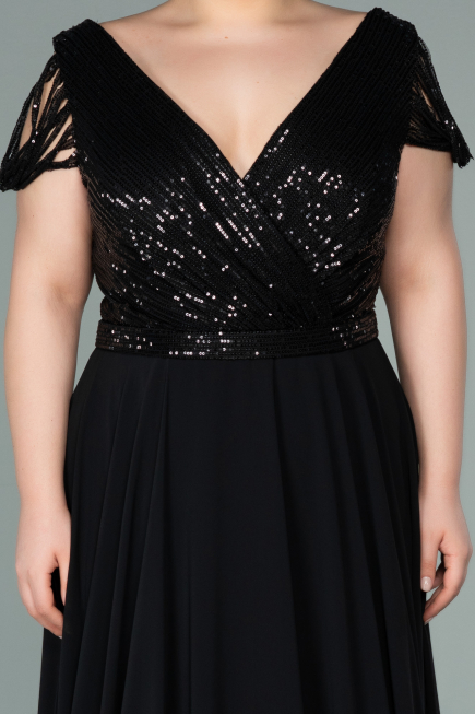 Black Long Plus Size Evening Dress ABU828