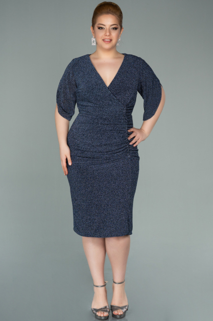 Short Indigo Plus Size Evening Dress ABK1276