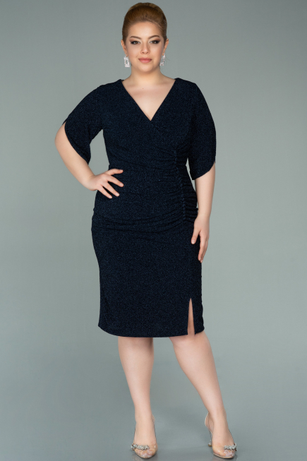 Short Navy Blue Plus Size Evening Dress ABK1276