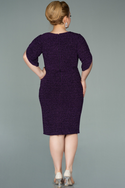 Short Purple Plus Size Evening Dress ABK1276