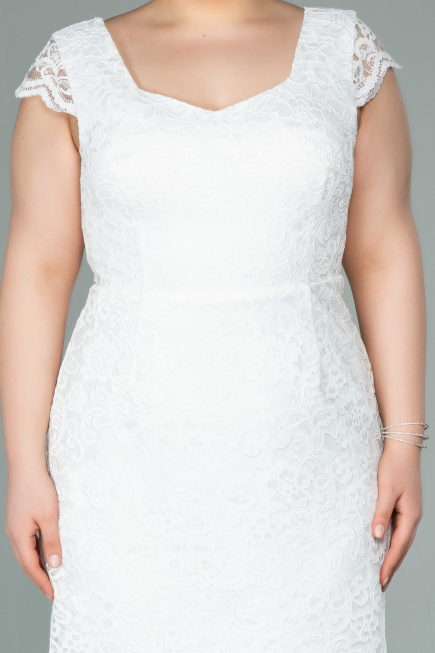 White Short Oversized Evening Dress ABK010