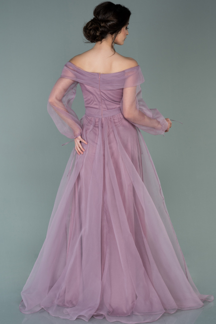 Rose Colored Long Engagement Dress ABU1468