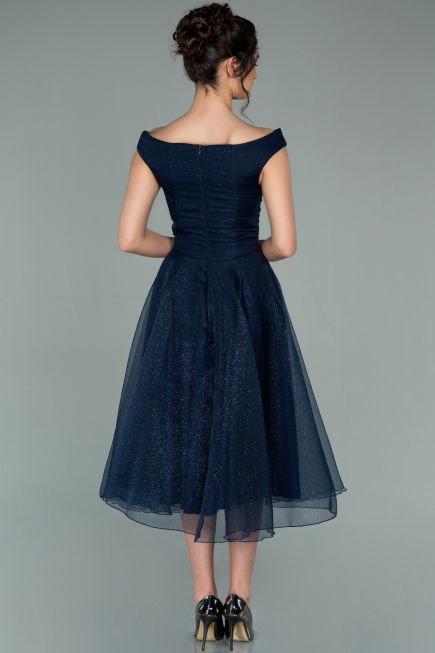Midi Navy Blue Prom Gown ABK1316