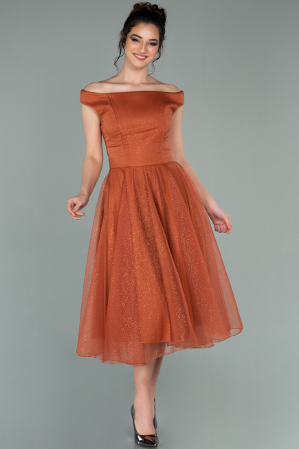 Midi Light Brown Prom Gown ABK1316