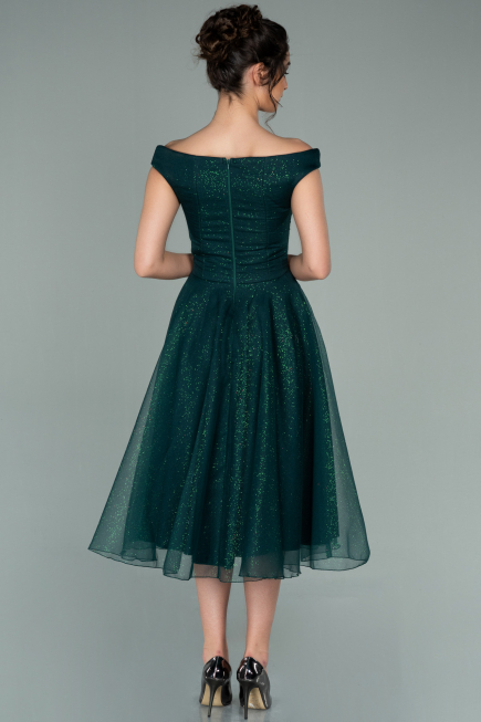 Midi Emerald Green Prom Gown ABK1316