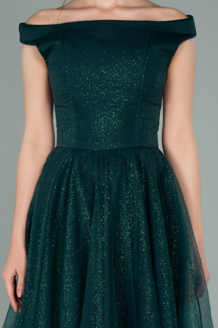 Midi Emerald Green Prom Gown ABK1316