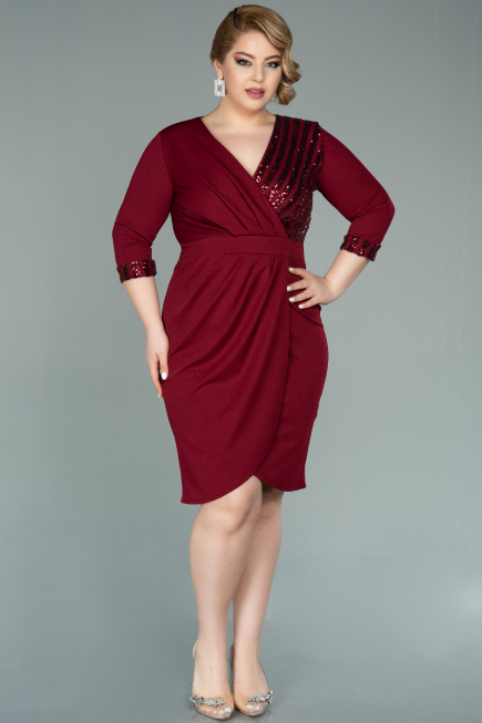 Short Burgundy Plus Size Evening Dress ABK1325