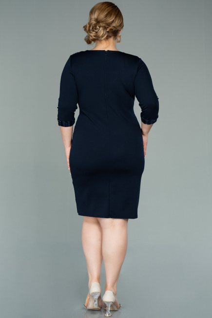 Short Navy Blue Plus Size Evening Dress ABK1325