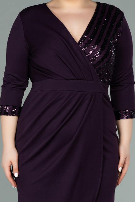 Short Purple Plus Size Evening Dress ABK1325