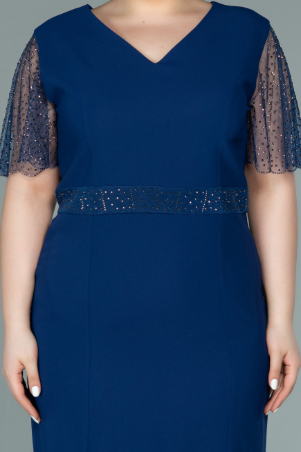 Midi Navy Blue Oversized Evening Dress ABK1338