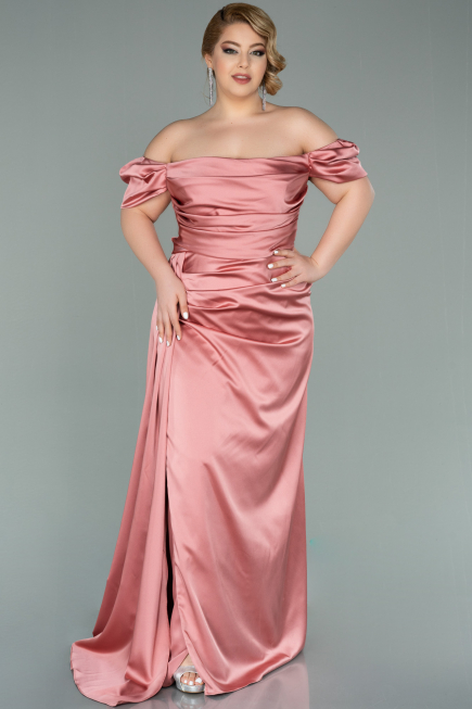 Onion Skin Long Satin Plus Size Evening Dress ABU1626
