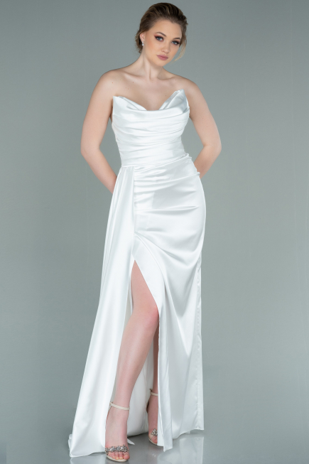 White Mermaid Evening Dress ABU361