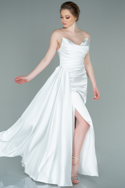 White Mermaid Evening Dress ABU361