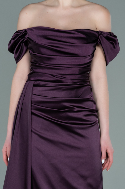 Purple Long Satin Engagement Dress ABU1606