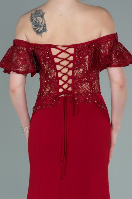 Long Burgundy Dantelle Evening Dress ABU2261