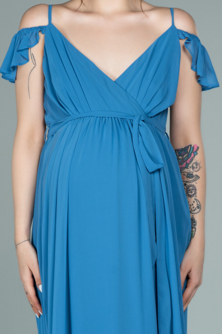 Long Indigo Pregnancy Evening Dress ABU756