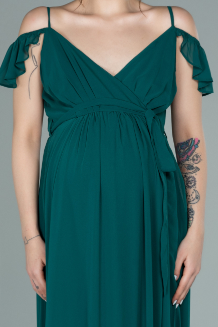 Long Emerald Green Pregnancy Evening Dress ABU756
